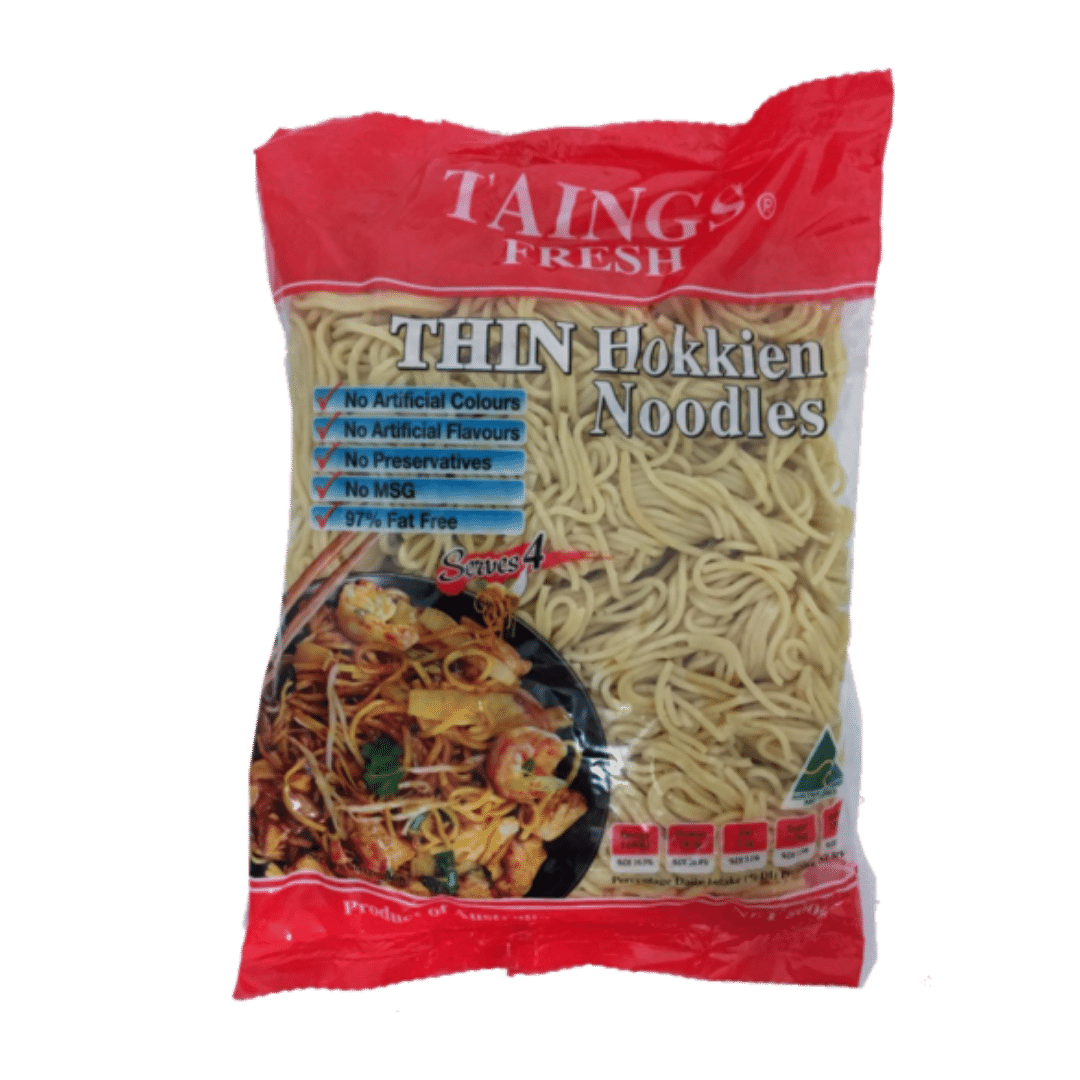 Taings Fresh Thick Thin Hokkien Noodle 1Kg 1